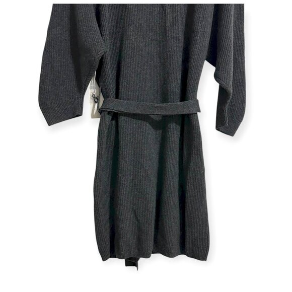 BROCHU WALKER The Leith Belted Knit Dress In Dark Charcoal Melange, Size L, NWT - Picture 13 of 15